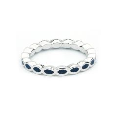 Ripple Twist Wave Stackable Ring Blue Enamel 3 Sizes MYJS Stack Rings Rh-Plated