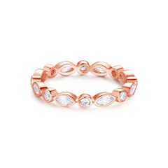 Alluring Brilliant Marquise Cut Stackable Ring 925 Sterling Silver Rose Gold Plated