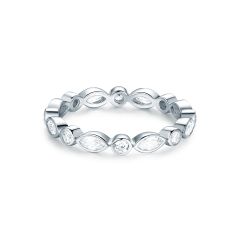 Alluring Brilliant Marquise Cut Stackable Ring Sterling Silver White Gold Plated Stack