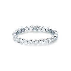 Alluring Small Brilliant Cut Stackable Ring Sterling Silver White Gold Plated Stacking