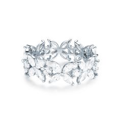 Victoria Alternating Statement Ring Sterling Silver White Gold Plated Bridal Cocktail