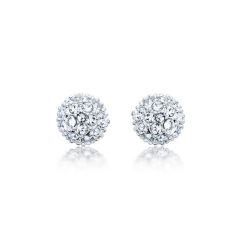 MYJS Emma Pave Ball Earrings Stud with Swarovski Crystal White Gold Plated Bridal Wedding