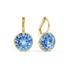 Bella Earrings with 4 Carat Light Sapphire Crystals Gold Plated