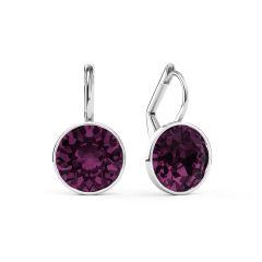 Bella Earrings with 4 Carat Amethyst Crystals Silver Plated