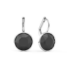 Bella Earrings with 4 Carat Jet Hematite Crystals Silver Plated