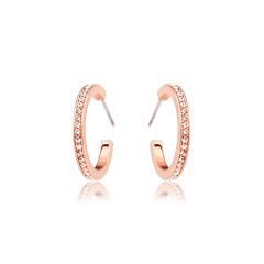 Eternity Round Petite Crystals Small Hoop Earrings Rose Gold Plated