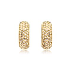MYJS Stone Palace Swarovski® Crystals Pave Hoop Earrings Gold Plated