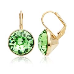 Bella Earrings with 8.5 Carat Peridot Swarovski Crystals Gold Plated