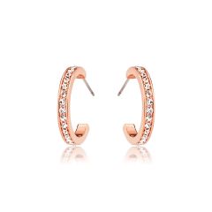 Eternity Round Statement Crystals Small Hoop Earrings Rose Gold Plated