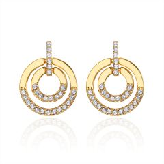 Circle Delicate Earrings with Swarovski Crystals Gold Plated