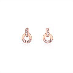 Circle Stud Earrings with Swarovski Crystals Rose Gold Plated
