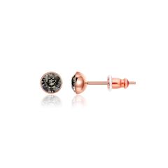 Signature Stud Earrings with 3 Sizes Crt Swarovski Black Diamond Crystals Rose Gold Plated