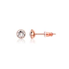 Signature Stud Earrings with 3 Sizes Carat Clear Swarovski Crystals Rose Gold Plated