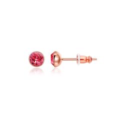 Signature Stud Earrings with 3 Sizes Crt Indian Pink Swarovski Crystals Rose Gold Plated