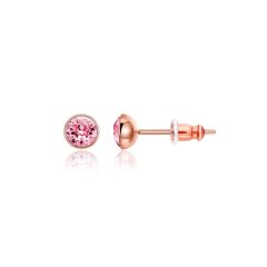Signature Stud Earrings with 3 Sizes Carat Light Rose Swarovski Crystals Rose Gold Plated