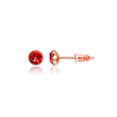 Signature Stud Earrings with 3 Sizes Carat Light Siam Swarovski Crystals Rose Gold Plated