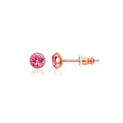 Signature Stud Earrings with 3 Sizes Carat Rose Swarovski Crystals Rose Gold Plated