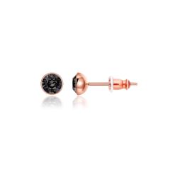 Signature Stud Earrings with 3 Sizes Crt Silver Night Swarovski Crystals Rose Gold Plated