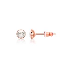 Signature Stud Earrings with 3 Sizes Crt Silver Shade Swarovski Crystals Rose Gold Plated