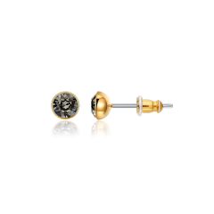 Signature Stud Earrings with 3 Sizes Carat Black Diamond Swarovski Crystals Gold Plated