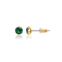 Signature Stud Earrings with 3 Sizes Carat Emerald Swarovski Crystals Gold Plated