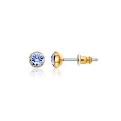 Signature Stud Earrings with 3 Sizes Carat Light Sapphire Swarovski Crystals Gold Plated
