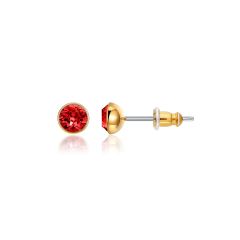 Signature Stud Earrings with 3 Sizes Carat Light Siam Swarovski Crystals Gold Plated