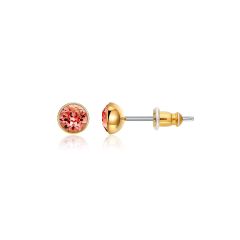 Signature Stud Earrings with 3 Sizes Carat Padparadscha Swarovski Crystals Gold Plated