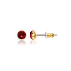 Signature Stud Earrings with 3 Sizes Carat Ruby Swarovski Crystals Gold Plated