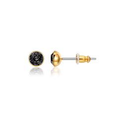 Signature Stud Earrings with 3 Sizes Carat Silver Night Swarovski Crystals Gold Plated