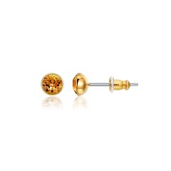 Signature Stud Earrings with 3 Sizes Carat Topaz Swarovski Crystals Gold Plated