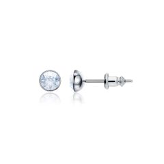 Signature Stud Earrings with 3 Sizes Carat Blue Shade Swarovski Crystals Rhodium Plated