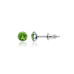 Signature Stud Earrings with 3 Sizes Carat Fern Green Swarovski Crystals Rhodium Plated