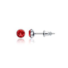 Signature Stud Earrings with 3 Sizes Carat Siam Swarovski Crystals Rhodium Plated