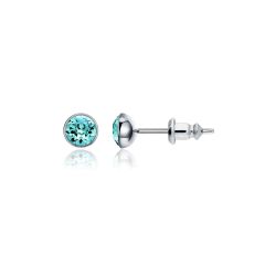 Signature Stud Earrings with 3 Sizes Crt Light Turquoise Swarovski Crystals Rh Plated