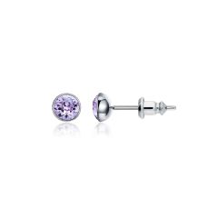 Signature Stud Earrings with 3Sizes Crt Provence Lavender Swarovski Crystals Rh