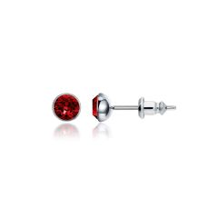 Signature Stud Earrings with 3 Sizes Carat Ruby Swarovski Crystals Rhodium Plated