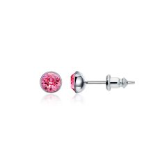 Signature Stud Earrings with 3 Sizes Carat Rose Swarovski Crystals Rhodium Plated