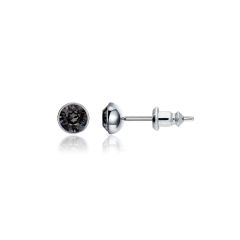 Signature Stud Earrings with 3 Sizes Carat Silver Night Swarovski Crystals Rhodium Plated