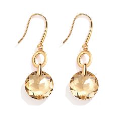 Bella O Drop Earrings with Golden Shadow Crystals Gold Plated