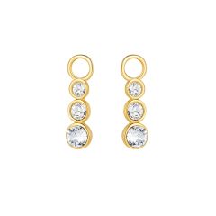Attract Trilogy Mix Hoop Earring Charms with Swarovki Crystals Gold Plated