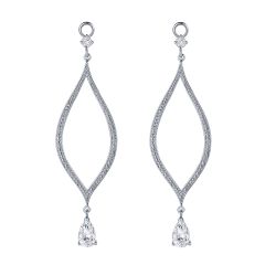 Open Lotus Drop Mix Hoop Earring Charms with CZ Rhodium Plated