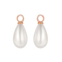 Teardrop Pearl Mix Hoop Earring Charms Rose Gold Plated