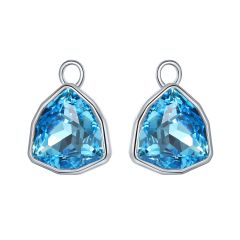 Trillion Statement Mix Hoop Earring Charms made with Aquamarine Swarovski Cr RP