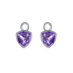 Trillion Mini Mix Hoop Earring Charms made with Tanzanite Swarovski Crystals Rhodium Plated