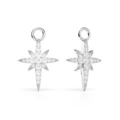 Polaris Long Star Mix Charms Clear Crystals Rhodium Plated