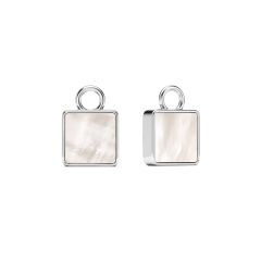 Square Mother of Pearl Mix Charms Rhodium Plated