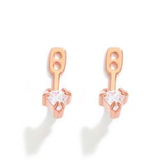 Triangle CZ Ear Jacket in Sterling Silver Rose Gold Plated