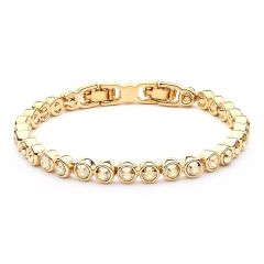 Tennis Bracelet with Swarovski Crystals Golden Shadow 16k GP Bridal Wedding Mum