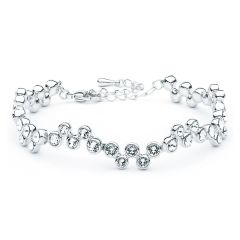 MYJS Fidelity Bracelet made with Clear Swarovski Crystals Rhodium Plated Bridal